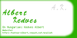 albert kedves business card